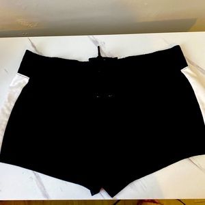 Fabletics Black Gym Shorts with White Stripes